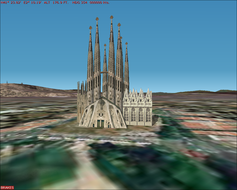 Scenery Spain 2: Spanish Airports (Windows) screenshot: Barcelona city scenery - The Sagrada Familia, Gaudi's church.