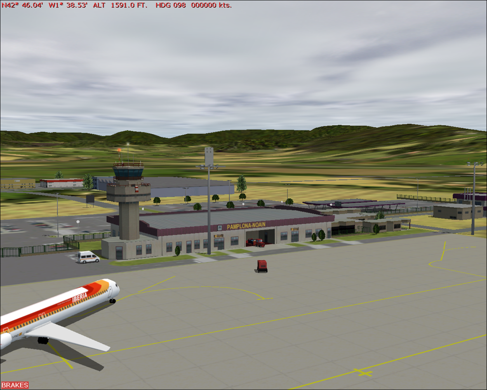 Scenery Spain 2: Spanish Airports (Windows) screenshot: Pamplona airport - tower and main terminal.