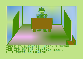 Hi-Res Adventure #0: Mission Asteroid (Atari 8-bit) screenshot: The general will tell you about your mission