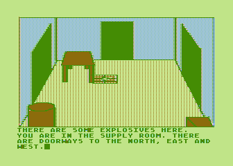 Hi-Res Adventure #0: Mission Asteroid (Atari 8-bit) screenshot: Now who would leave these explosives lying about?