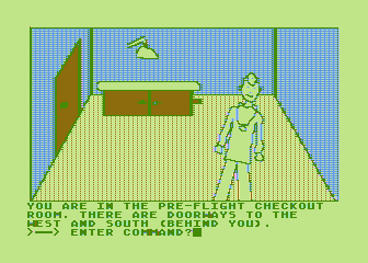 Hi-Res Adventure #0: Mission Asteroid (Atari 8-bit) screenshot: Visit the doctor for your pre-flight checkup