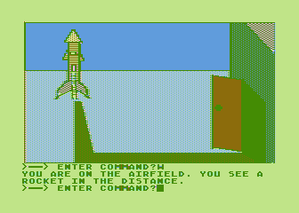 Hi-Res Adventure #0: Mission Asteroid (Atari 8-bit) screenshot: Here's the rocket