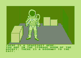Hi-Res Adventure #0: Mission Asteroid (Atari 8-bit) screenshot: You'll need a space suit to venture outside