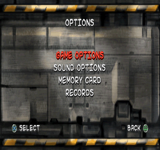 Miracle Space Race (PlayStation) screenshot: Options.