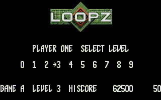 Loopz (Atari ST) screenshot: There are 10 levels to progress through