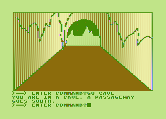 Hi-Res Adventure #0: Mission Asteroid (Atari 8-bit) screenshot: Exploring the cave