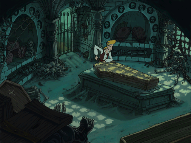 The Curse of Monkey Island (Windows) screenshot: An animation in progress