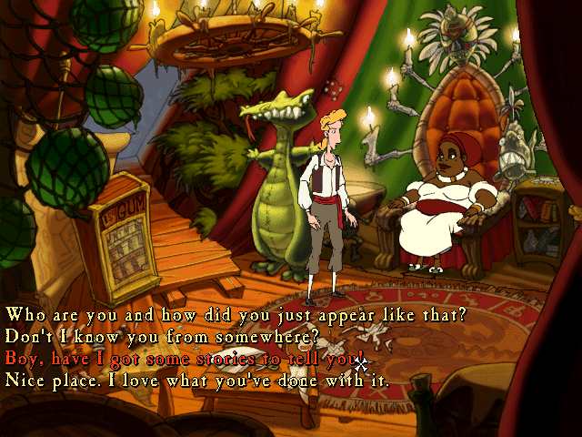 The Curse of Monkey Island (Windows) screenshot: You'll meet many familiar faces. Do you recognize this lovely lady?..