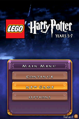 LEGO Harry Potter: Years 5-7 (Nintendo DS) screenshot: Title/menu screen.