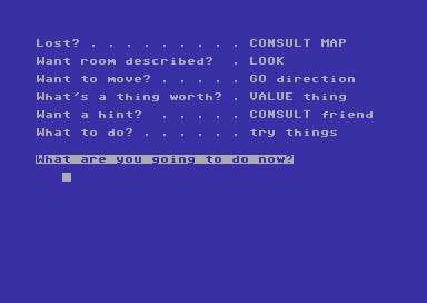 Nellan is Thirsty (Commodore 64) screenshot: Hints on commands to use