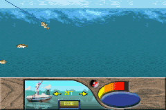 Monster! Bass Fishing (Game Boy Advance) screenshot: Reeling in the fish