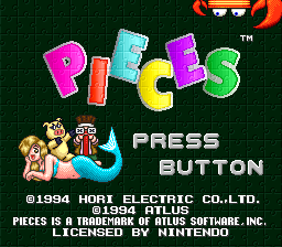Pieces (SNES) screenshot: Title screen