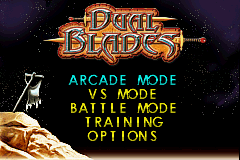 Dual Blades (Game Boy Advance) screenshot: Main menu.
