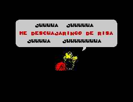 Mortadelo y Filemón II: Safari Callejero (ZX Spectrum) screenshot: Dr Bacterio is laughing hard