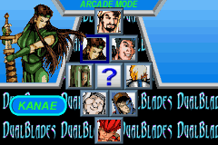 Dual Blades (Game Boy Advance) screenshot: Fighter selection.