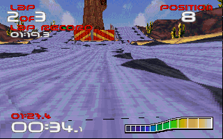 WipEout (DOS) screenshot: A fork in the track