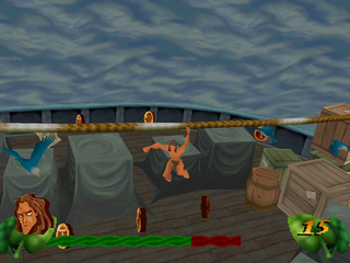 Disney's Tarzan (PlayStation) screenshot: Boat ropes