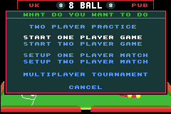 Archer Maclean's Pool (Game Boy Advance) screenshot: Choose type of game.