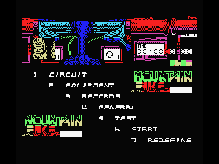 Mountain Bike Racer (MSX) screenshot: Options screen