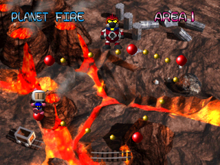 Bomberman World (PlayStation) screenshot: Planet Fire level selection