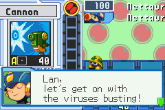 Mega Man Battle Network 4: Red Sun (Game Boy Advance) screenshot: At the start of the game, you're taught the basics of Net Battling