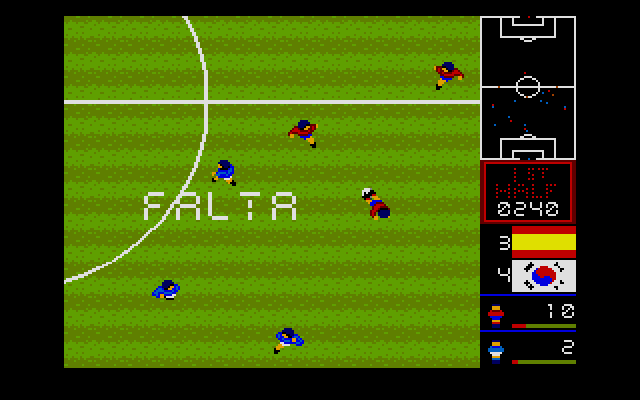 Mundial de Fútbol (DOS) screenshot: This is not fair play, man