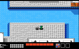 Teenage Mutant Ninja Turtles (Amiga) screenshot: Stage 1 (Overhead part) (US version)