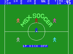 MSX Soccer (MSX) screenshot: First half. Kick off by the player.