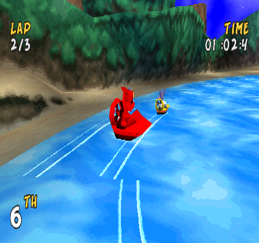 XS Airboat Racing (PlayStation) screenshot: Got hit.