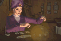 Nancy Drew: Message in a Haunted Mansion (Game Boy Advance) screenshot: Cut scene - Abby gathers the gang for a seance