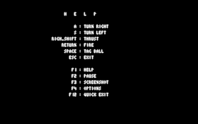 Fleuch PC (DOS) screenshot: The action keys used in this game