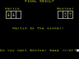 Countdown (ZX Spectrum) screenshot: Final scores