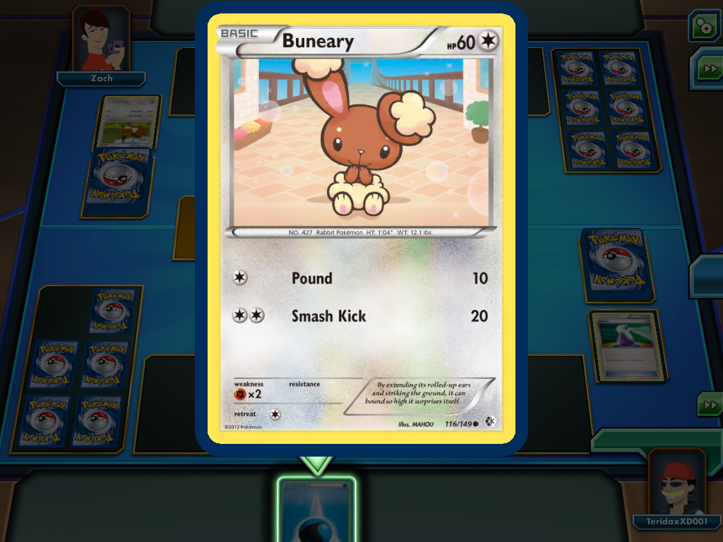 Pokémon Trading Card Game Online (iPad) screenshot: I get a Buneary.