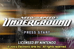 Need for Speed: Underground (Game Boy Advance) screenshot: Title screen.