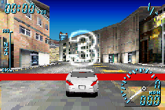 Need for Speed: Underground (Game Boy Advance) screenshot: 3 seconds left to start the race: are you ready?