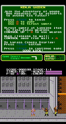 Ninja Gaiden (Arcade) screenshot: Goons to kill.