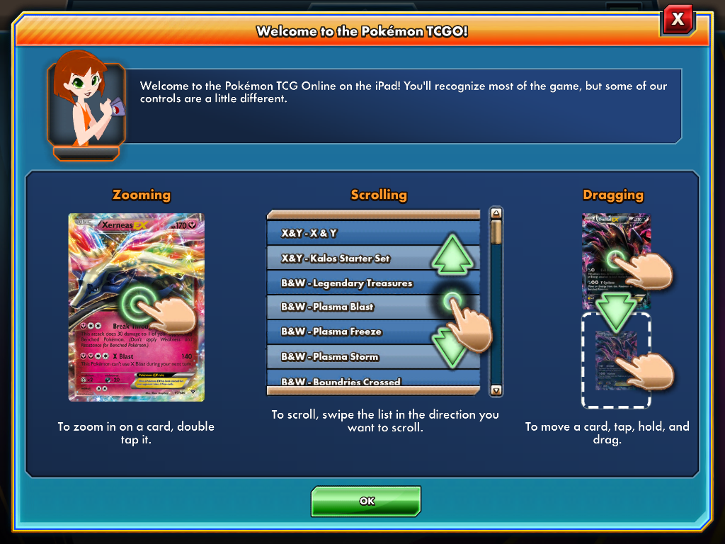 Pokémon Trading Card Game Online (iPad) screenshot: Welcome screen.