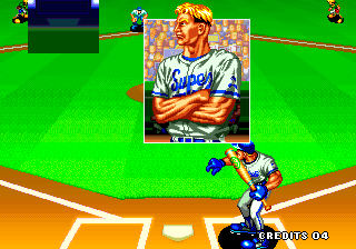 Baseball Stars 2 (Arcade) screenshot: Here comes the batter.