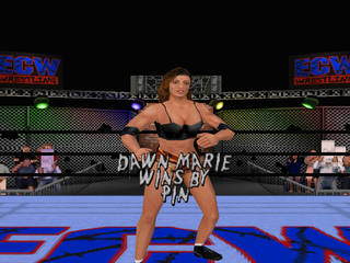 ECW Hardcore Revolution (PlayStation) screenshot: Dawn Marie wins.