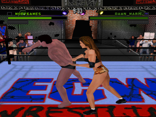 ECW Hardcore Revolution (PlayStation) screenshot: Arm-twisting
