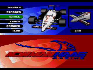 Newman/Haas IndyCar featuring Nigel Mansell (Genesis) screenshot: Car setup in simulation mode