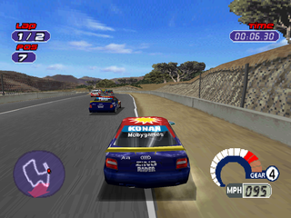 Jarrett & Labonte Stock Car Racing (PlayStation) screenshot: Laguna Seca circuit