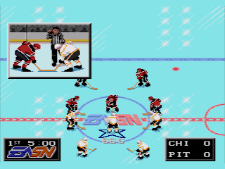 NHLPA Hockey '93 (Genesis) screenshot: Faceoff