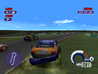 Jarrett & Labonte Stock Car Racing (PlayStation) screenshot: Damaged car