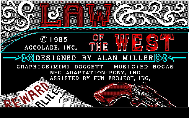 Law of the West (PC-88) screenshot: Title screen