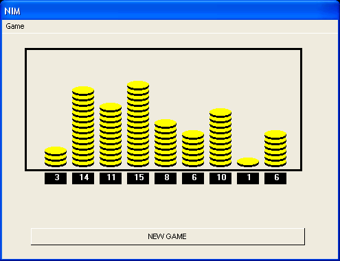 Nim (Windows) screenshot: Starting a game