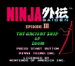 Ninja Gaiden III: The Ancient Ship of Doom (NES) screenshot: Title screen