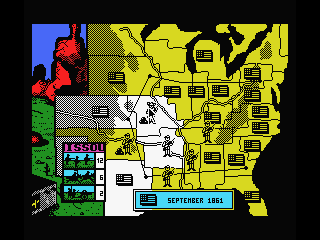 North & South (MSX) screenshot: Select the area where you want to move your troops to.
