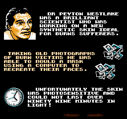 Darkman (NES) screenshot: Story (part 1)