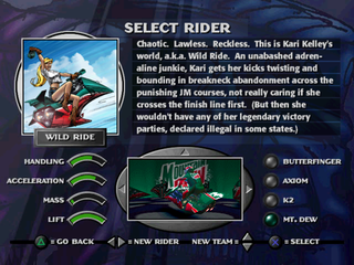Jet Moto (PlayStation) screenshot: Rider selection - Wild Ride